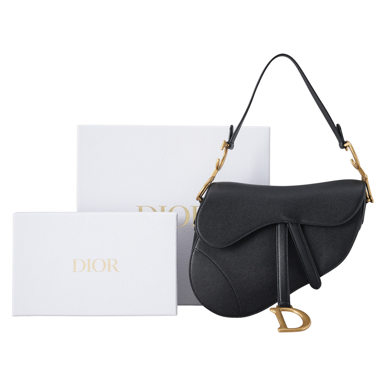 CHRISTIAN DIOR(USED)디올 레더 새들백 미듐 & 자수스트랩
